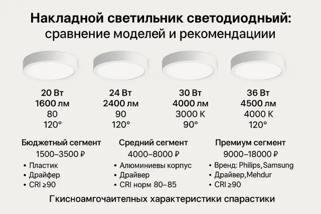 Какой потолочный LED светильник накладного типа выбрать: сравнение моделей и рекомендации